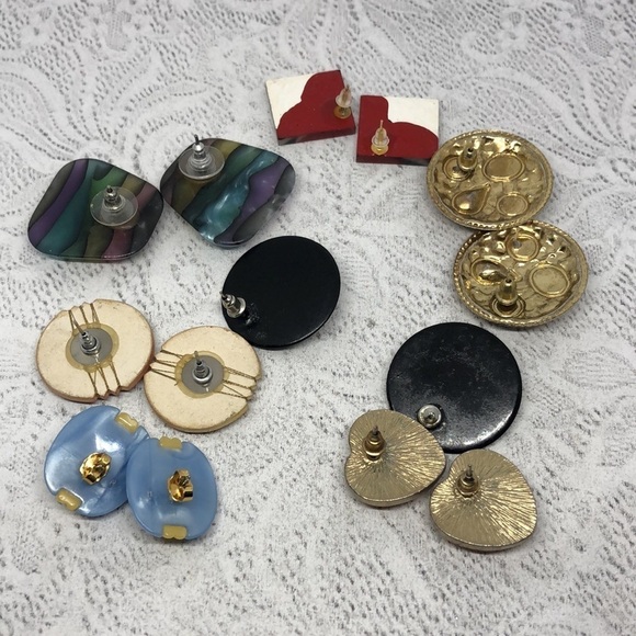 Bundle lot 7 funky fun vintage statement earrings - Picture 7 of 9